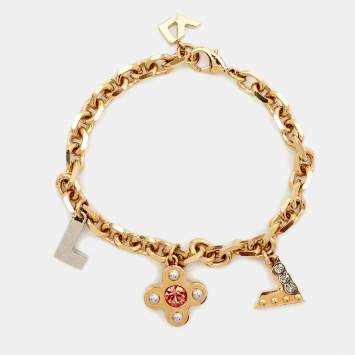 Pre Owned Louis Vuitton Love Letters Timeless Crystals Two Tone Bracelet