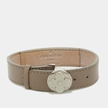 Pre Owned Louis Vuitton Monogram Wish Leather Silver Tone Bracelet
