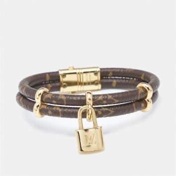 Pre Owned Louis Vuitton Keep It Twice Monogram Canvas Gold Tone Bracelet