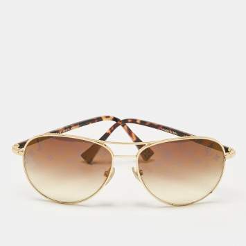 Pre Owned Louis Vuitton Gold/Brown Gradient Z0164U Conspiration Pilote Aviator Sunglasses