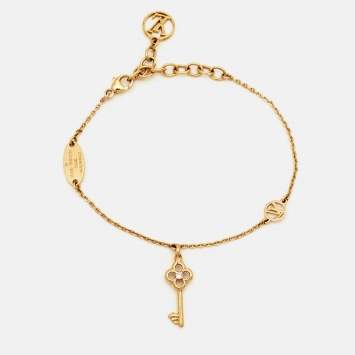 Pre Owned Louis Vuitton  Lady Lucky Key Supple Crystal Gold Tone Bracelet