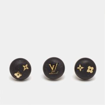 Pre Owned Louis Vuitton Silvania Tigerwood Monogram Set of 3 Stud Earrings