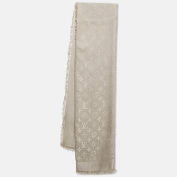 Pre Owned Louis Vuitton Jacquard Silk Monogram Classic Shawl