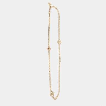 Pre Owned Louis Vuitton Gold Tone Flower Power Sautoir Chain Necklace