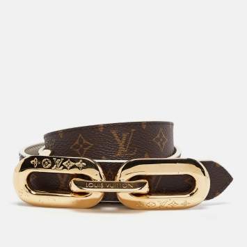 Pre Owned Louis Vuitton White Monogram Canvas LV Edge Reversible Belt 90CM