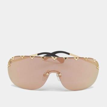 Louis Vuitton Black/Gold Tone Mirrored Rain Z2377E Shield Sunglasses