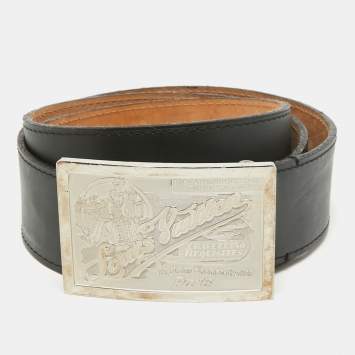 Louis Vuitton Black Leather Travelling Requisites Belt 95 CM