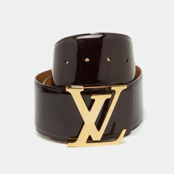 Pre Owned Louis Vuitton Amarante Vernis Leather LV Initiales Waist Belt 75 CM