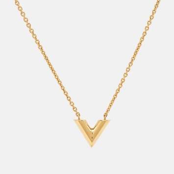 Pre Owned Louis Vuitton Essential V Gold Tone Necklace