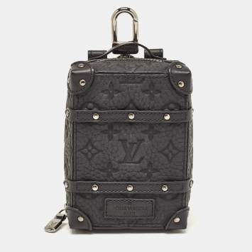 Pre Owned Louis Vuitton Black Monogram Taurillon Leather Soft Trunk Backpack Bag Charm