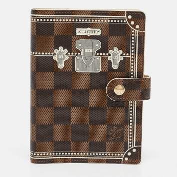 Pre Owned Louis Vuitton Damier Ebene Trunk Canvas Small Ring Agenda Cover
