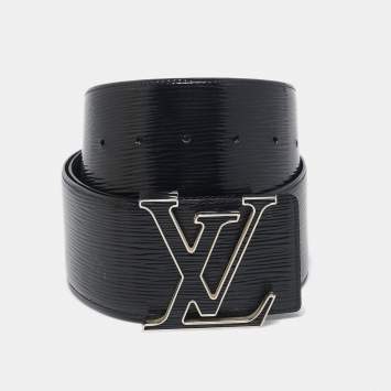Pre Owned Louis Vuitton Black Electric Epi Leather LV Initiales Waist Belt 85CM