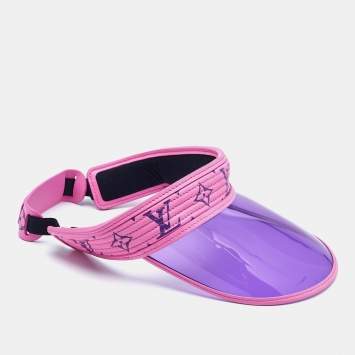 Pre Owned Louis Vuitton Pink/Purple Monogram Leather Vuittamins Visor