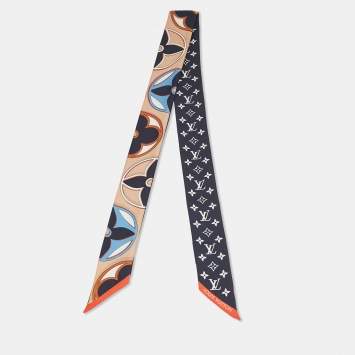 Louis Vuitton Navy Blue/Multicolor Printed Silk Bandeau Scarf S