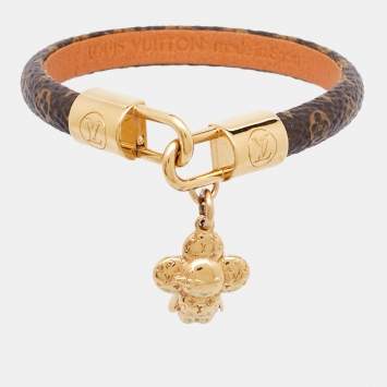 Pre Owned Louis Vuitton Monogram Vivienne Canvas Gold Tone Bracelet 17
