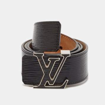 Pre Owned Louis Vuitton Black Electric Epi Leather LV Initiales Belt 85CM