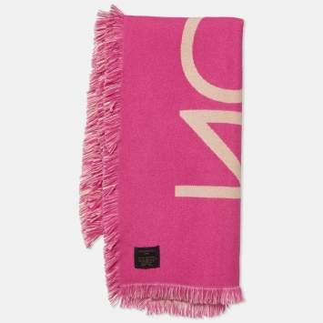 Louis Vuitton Rose Team Louis Wool & Cashmere Fringed Scarf