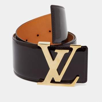 Louis Vuitton Black Embossed Leather LV Initiales Belt 85CM
