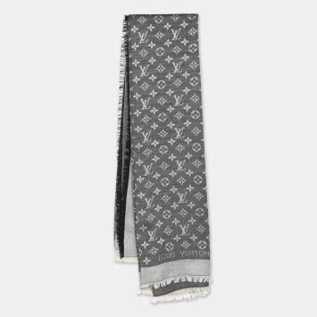 Louis Vuitton Grey/Black Monogram Wool/Silk Shine Shawl