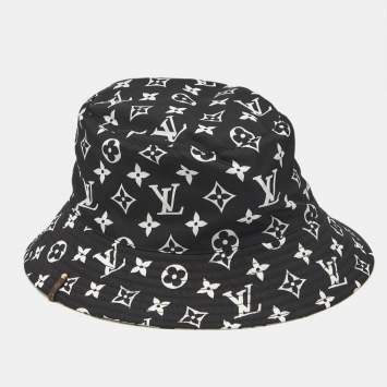 Louis Vuitton Black/White Monogram Synthetic Bucket Hat M