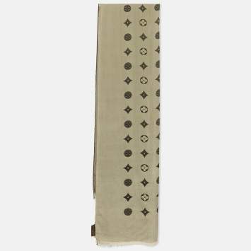 Louis Vuitton Black/Cream Monogram Silk Blend Stole