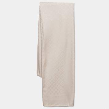 Louis Vuitton Creme Monogram Silk & Wool Evermore Shawl 
