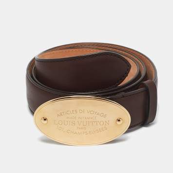 Louis Vuitton Brown Articles de Voyage Leather Belt 85CM