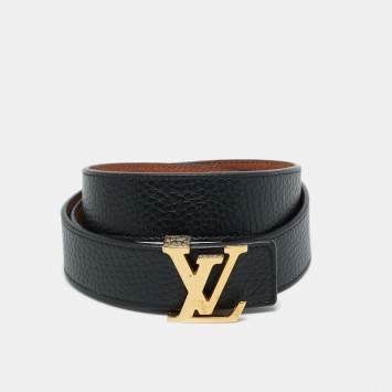 Louis Vuitton レザー ベルト 85cm ブラック Louis Vuitton Black Embossed Leather LV Initiales Belt 85CM