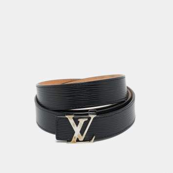 Pre Owned Louis Vuitton Black Epi Leather LV Initiales Belt 100CM