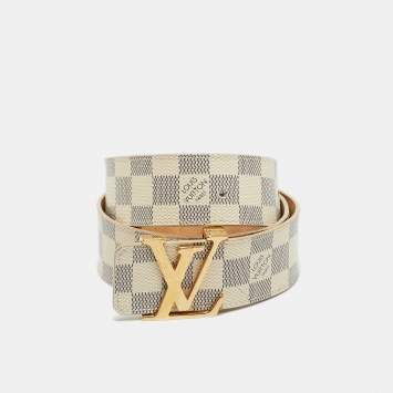 Pre Owned Louis Vuitton Damier Azur Canvas LV Initiales Belt 85 CM