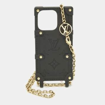 Pre Owned Louis Vuitton Black Monogram Rubber Trunk iPhone 14 Pro Case
