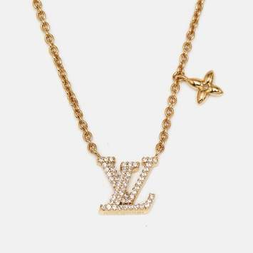 Pre Owned Louis Vuitton LV Iconic Crystal Gold Tone Necklace