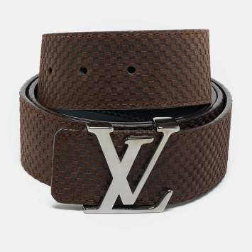 Pre Owned Louis Vuitton Brown Mini Damier Suede LV Initiales Belt 95CM