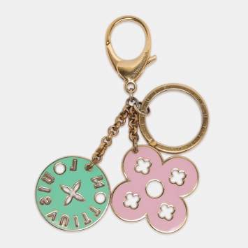 Pre Owned Louis Vuitton Looping Enamel Gold Tone Key Ring