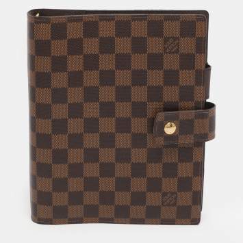 Pre Owned Louis Vuitton Damier Ebene Large Ring Agenda Cover