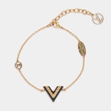 Pre Owned Louis Vuitton Essential V Lacquer Gold Tone Bracelet