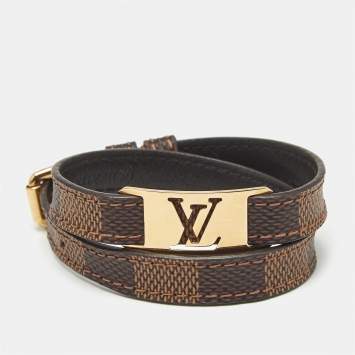 Pre Owned Louis Vuitton Sign It Canvas Gold Tone Bracelet