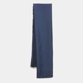 مملوكة مسبقًا Louis Vuitton Night Blue Monogram Silk Shawl