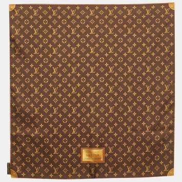 Pre Owned Louis Vuitton Brown Monogram Silk Square Scarf