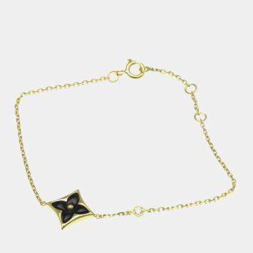 Pre Owned Louis Vuitton Star Blossom BB 18K Yellow Gold Onyx Charm Bracelet