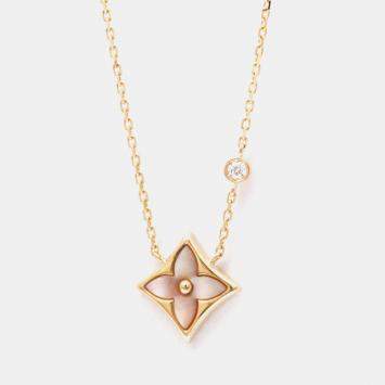 Louis Vuitton Louise By Night Crystals Gold Tone Necklace Louis