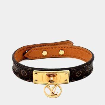 Pre Owned Louis Vuitton Brown Coated Canvas Logomania Bracelet