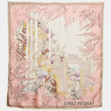 مملوكة مسبقًا Louis Vuitton Pink Enchanted Forest Silk Scarf