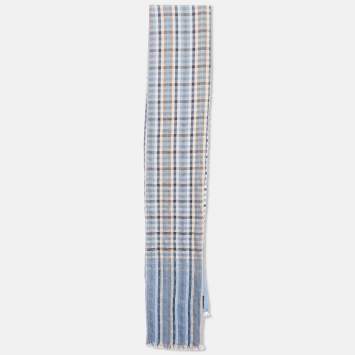 مملوكة مسبقًا Louis Vuitton Blue Monogram Madras Etoile Cotton Stole