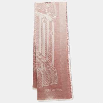 Pre Owned Louis Vuitton Pink Steamer Monogram Bag Trunk Silk Shawl