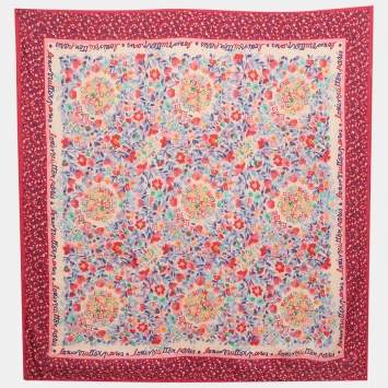 Pre Owned Louis Vuitton Fuchsia Pink Catania Floral Print Silk Scarf