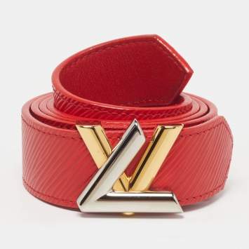 Pre Owned Louis Vuitton LV Twist 80 CM Buckle Belt Red Epi Leather