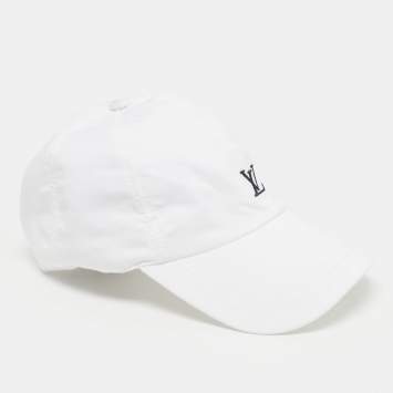 Pre Owned Louis Vuitton White Cotton LV League Cap