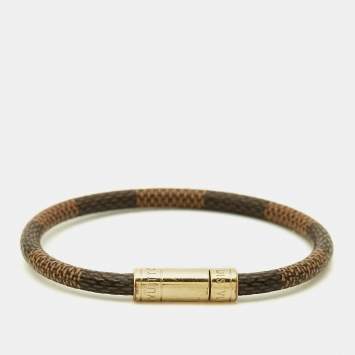 Pre Owned Louis Vuitton Keep It Bracelet Canvas Gold Tone Bracelet