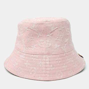 Pre Owned قبعة دلو لويس فويتون قابلة للعكس دنيم وردي